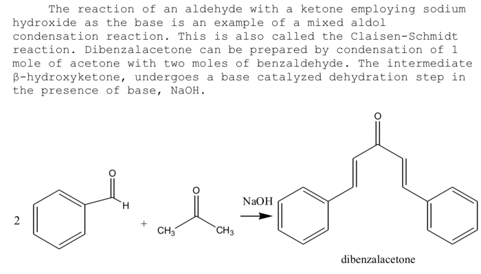 Benzaldehyde and acetone reaction mechanism