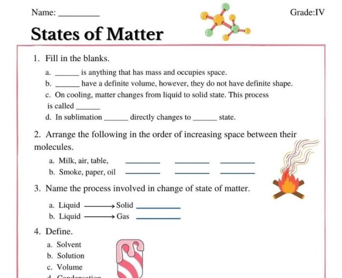 Properties and interactions of matter worksheet answers